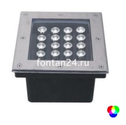 Встраиваемый LED-прожектор 16-диодный 12/24VDC IP67, 200х200 мм RGB