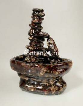 Настольный фонтан - Сад камней (коричневый)